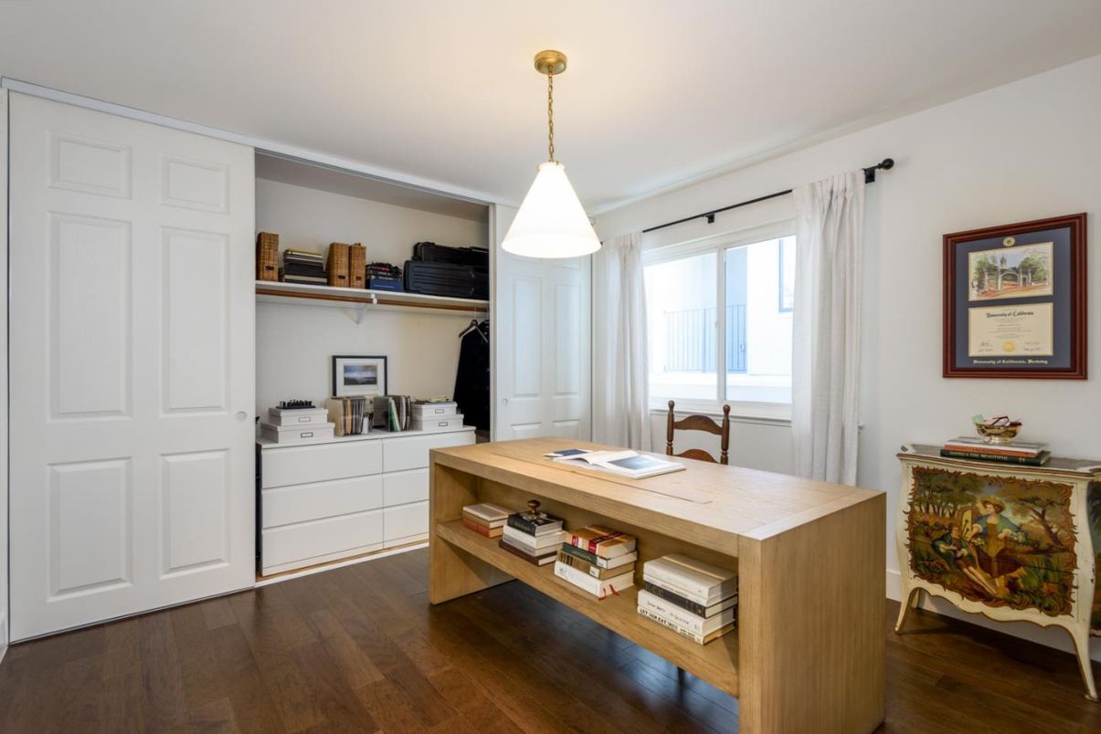 Home Office, Interior, Pendant Lights, Wood Texture Flooring