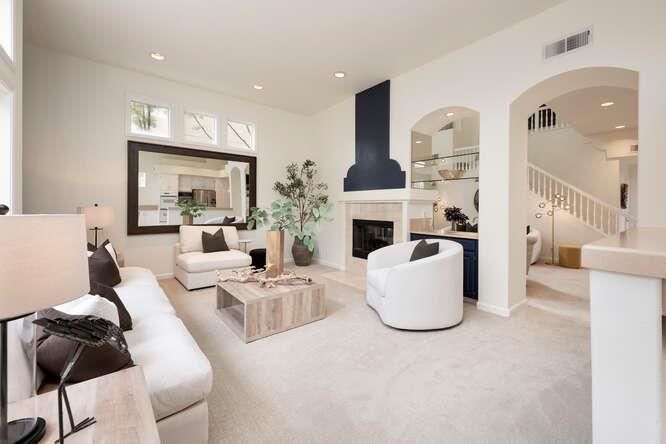 Fireplace, Interior, Living room, Recessed Lighting