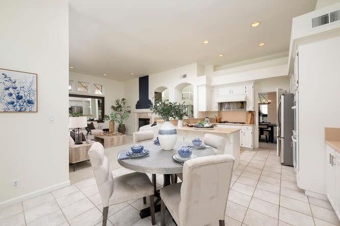 Dining room, Fireplace, Interior, Kitchen, Living room, Recessed Lighting