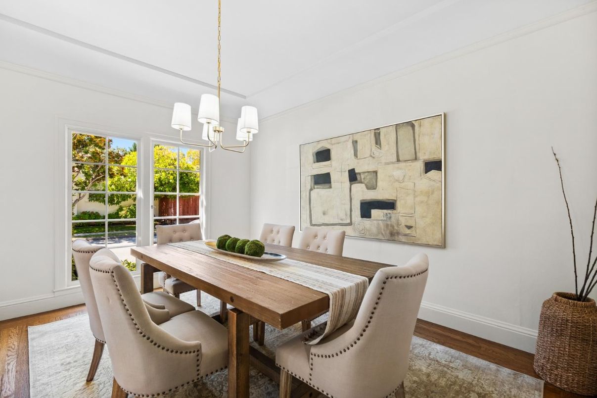 Chandelier, Dining room, Interior, Wood Texture Flooring