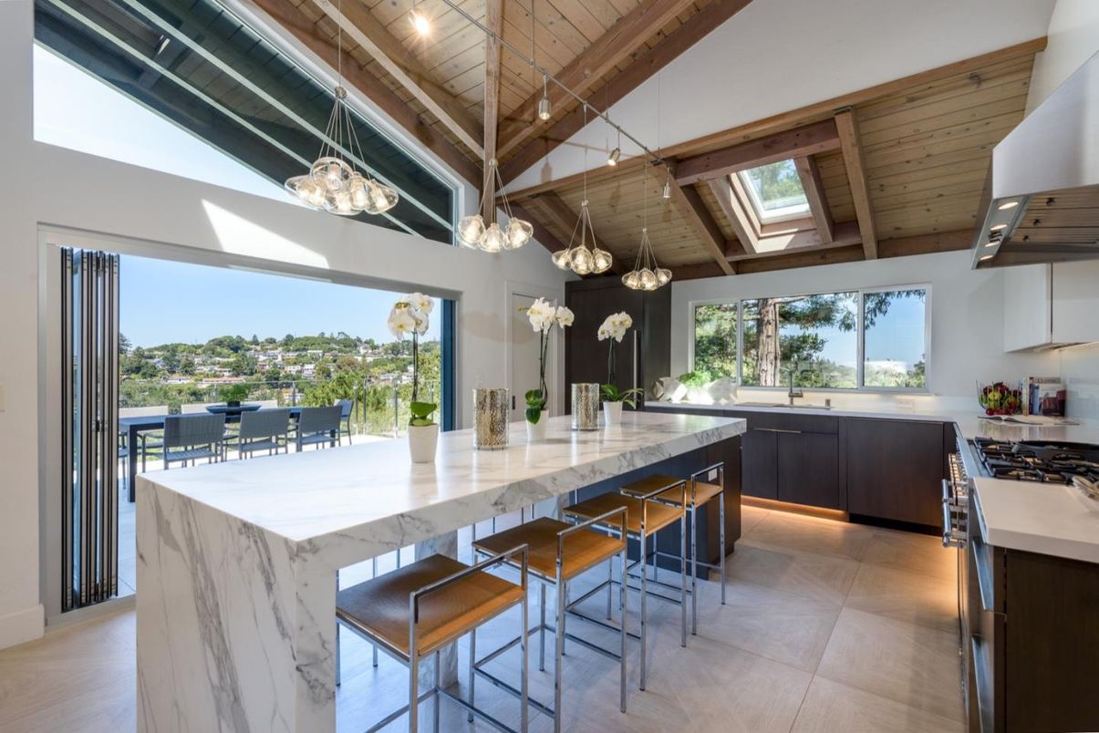 Interior, Kitchen, Pendant Lights, Stainless Steel Appliances, Wooden Beams, Wooden Ceilings