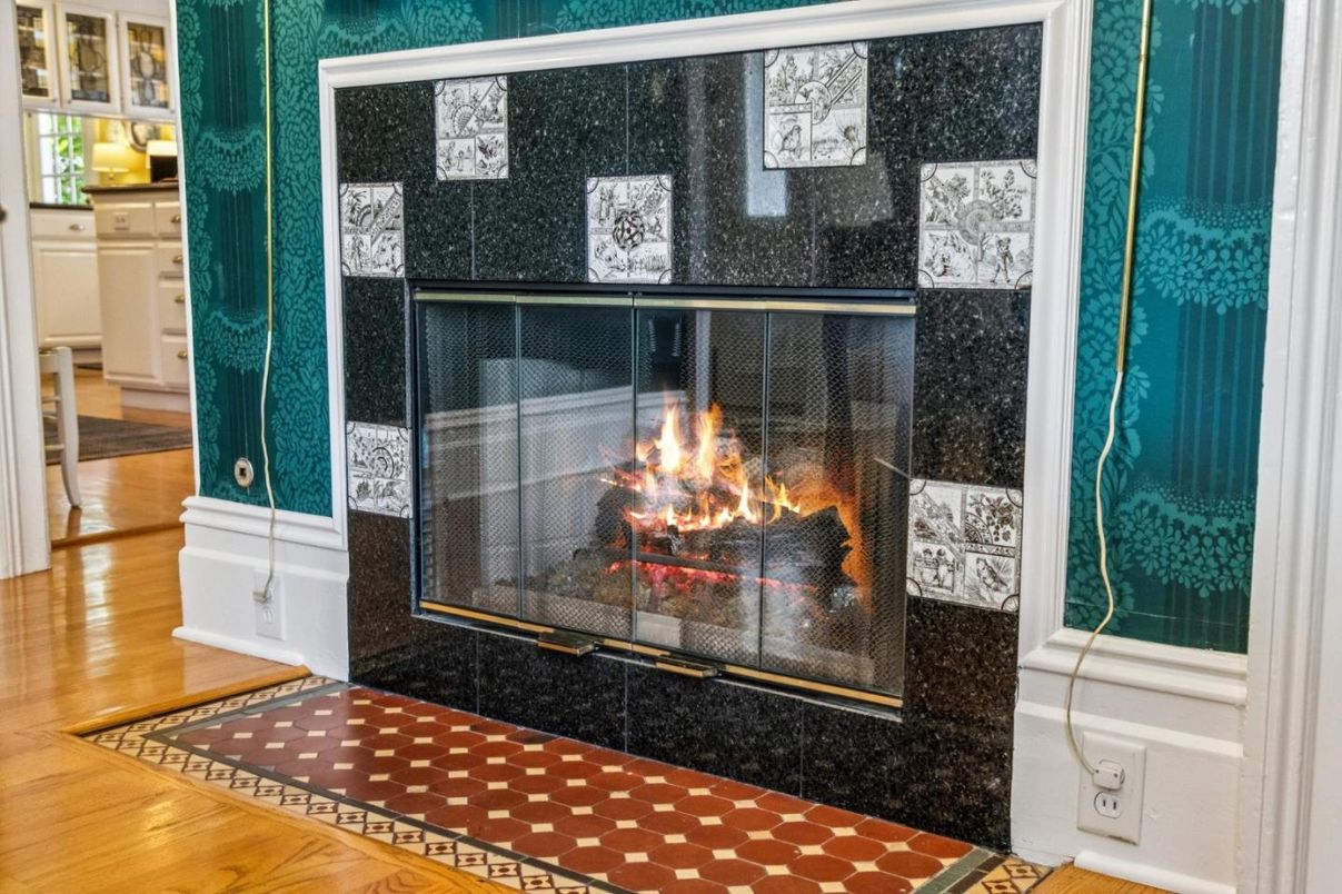Fireplace, Interior, Wood Texture Flooring