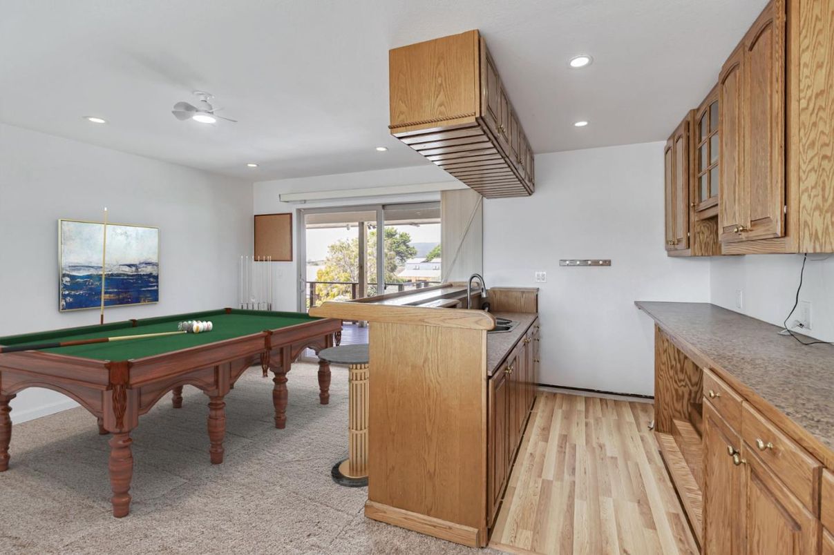 Billiard Table, Game Room, Interior, Recessed Lighting, Wood Texture Flooring