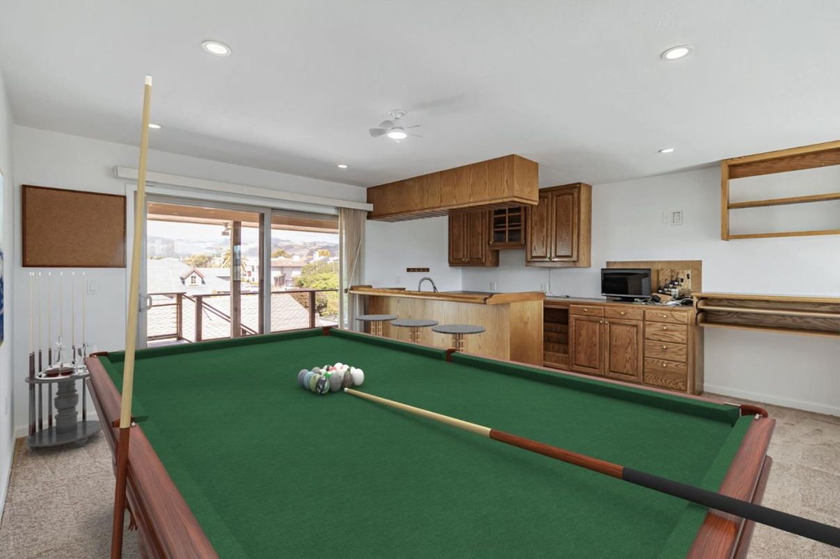 Billiard Table, Game Room, Interior, Recessed Lighting