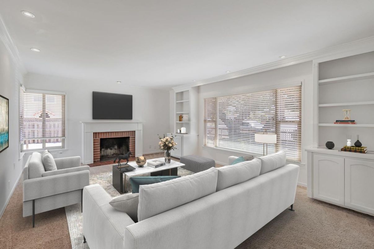 Fireplace, Interior, Living room, Recessed Lighting
