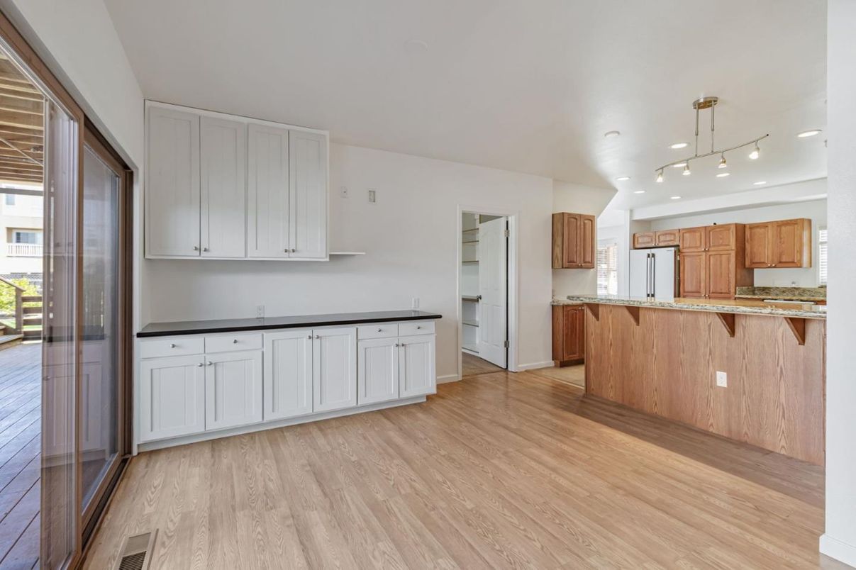 Interior, Kitchen, Pendant Lights, Recessed Lighting, Wood Texture Flooring