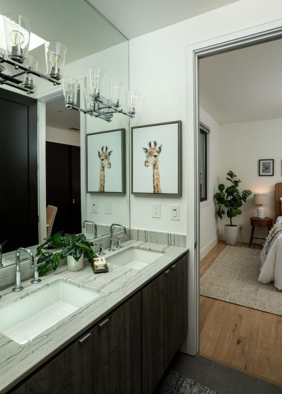 Bathroom, Dual Sink Vanities, Interior, Wood Texture Flooring