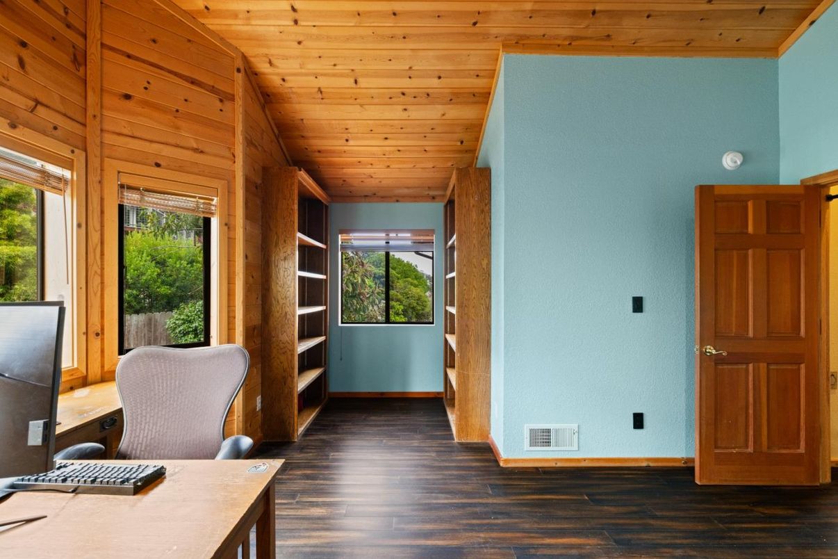 Home Office, Interior, Wooden Ceilings, Wood Texture Flooring, Wooden Walls