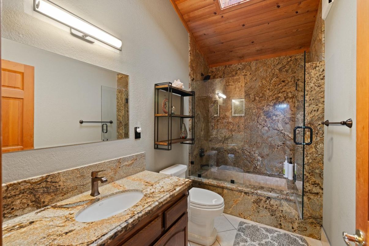 Bathroom, Glass Shower, Interior, Wooden Ceilings