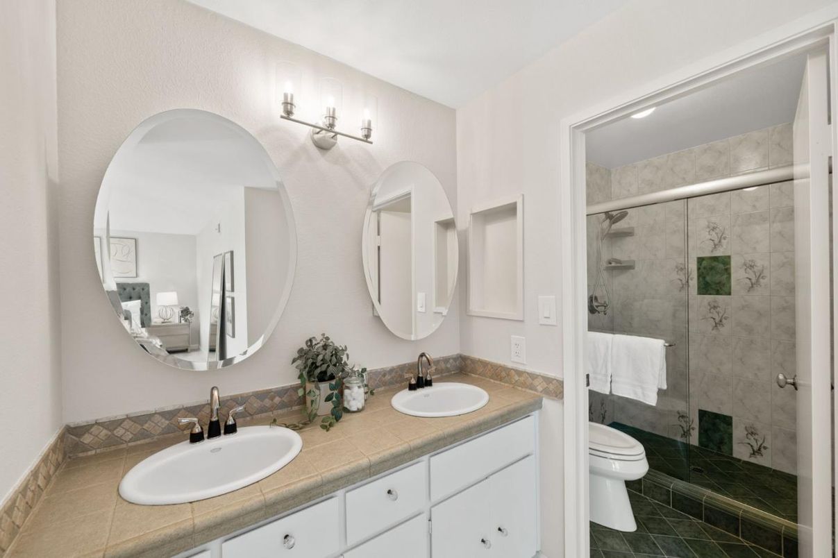 Bathroom, Dual Sink Vanities, Glass Shower, Interior