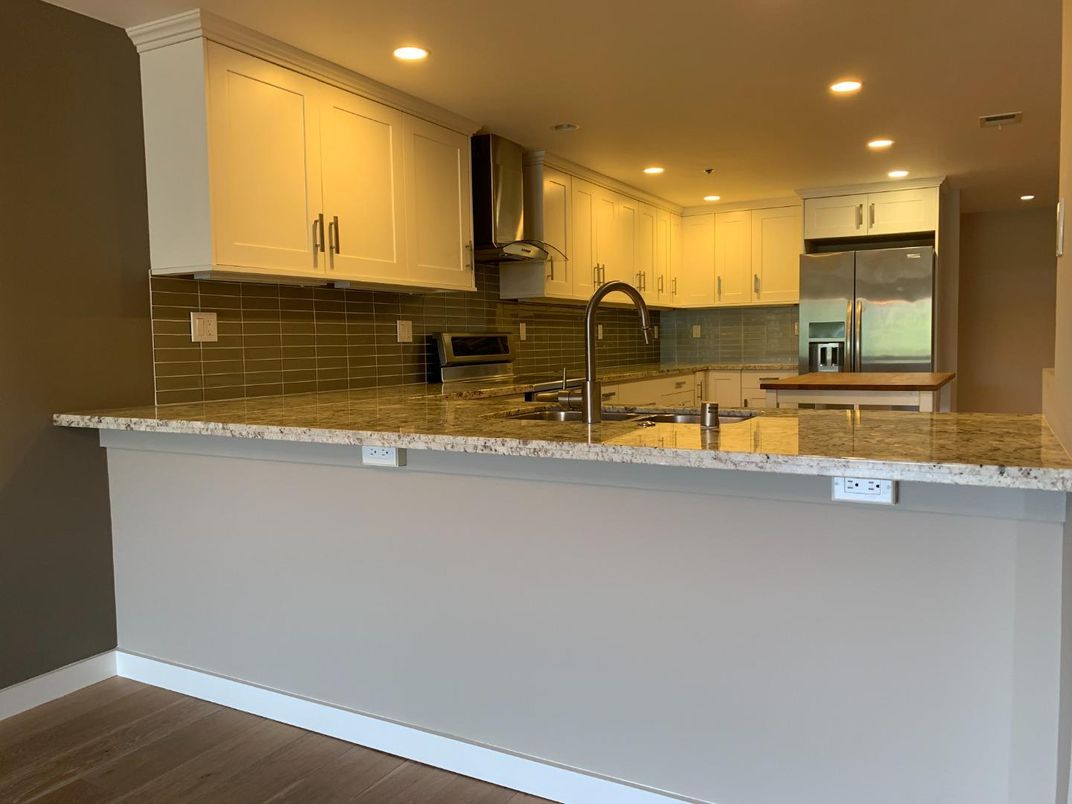 Interior, Kitchen, Recessed Lighting, Wood Texture Flooring
