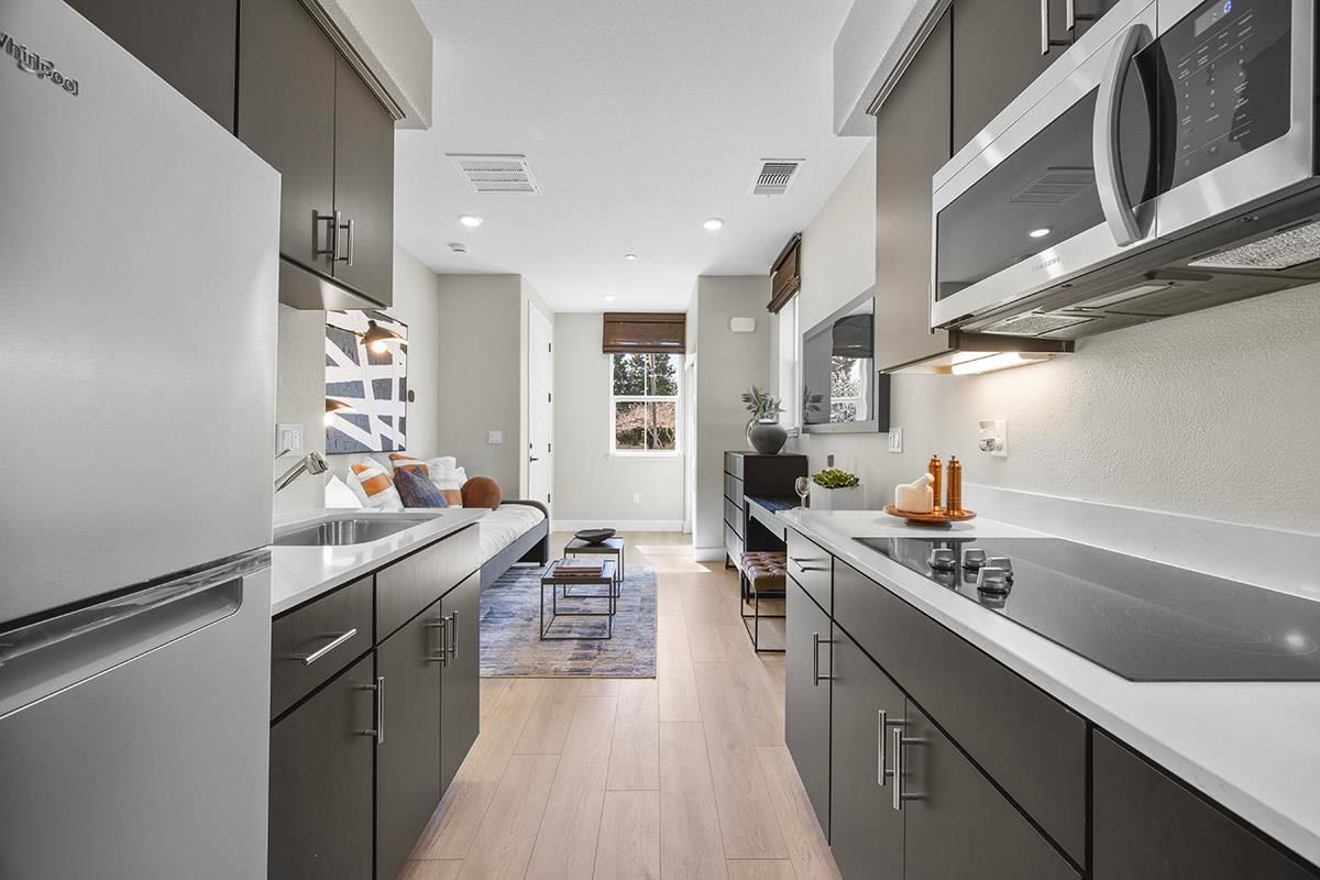 Interior, Kitchen, Recessed Lighting, Wood Texture Flooring