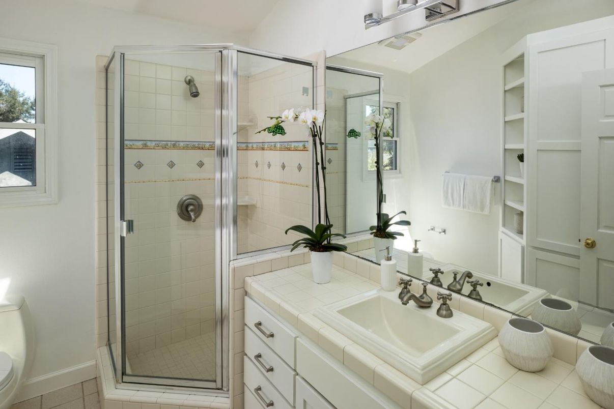 Bathroom, Glass Shower, Interior, Tile Countertops