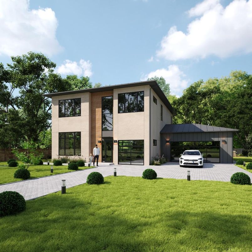 Attached, Backyard, Exterior, Facade, Modern