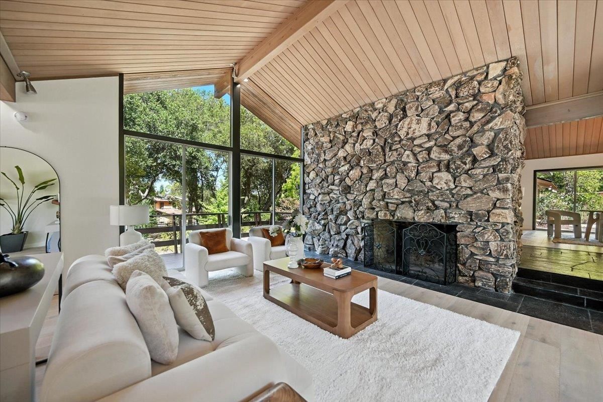 Fireplace, Interior, Living room, Stone Walls, Wooden Beams, Wooden Ceilings, Wood Texture Flooring