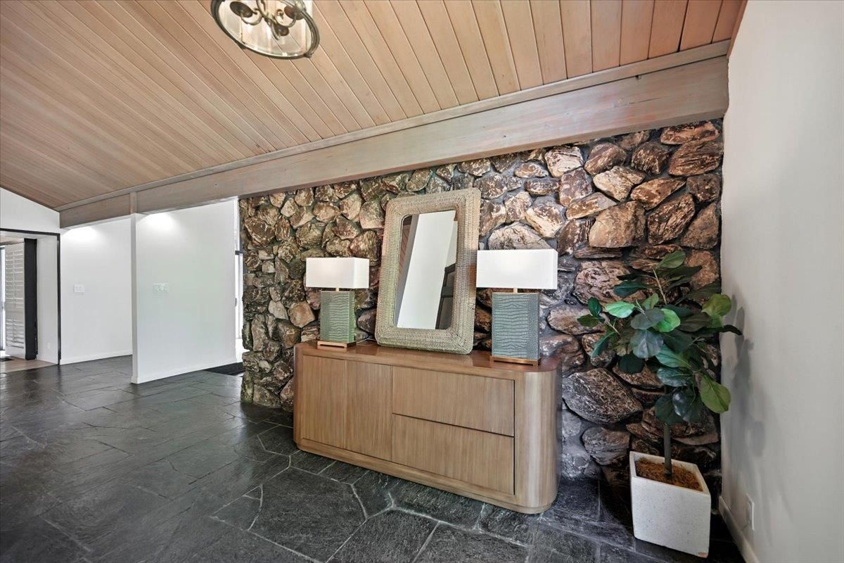 Interior, Stone Walls, Wooden Ceilings