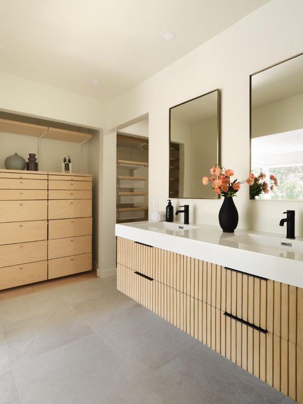 Bathroom, Dual Sink Vanities, Interior, Recessed Lighting, Walk-in Closets