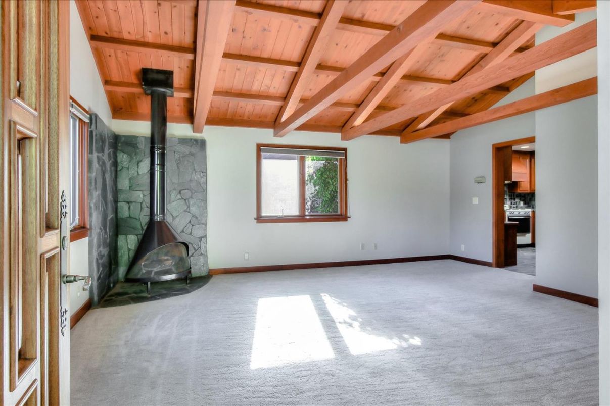 Empty room, Fireplace, Interior, Wooden Beams, Wooden Ceilings