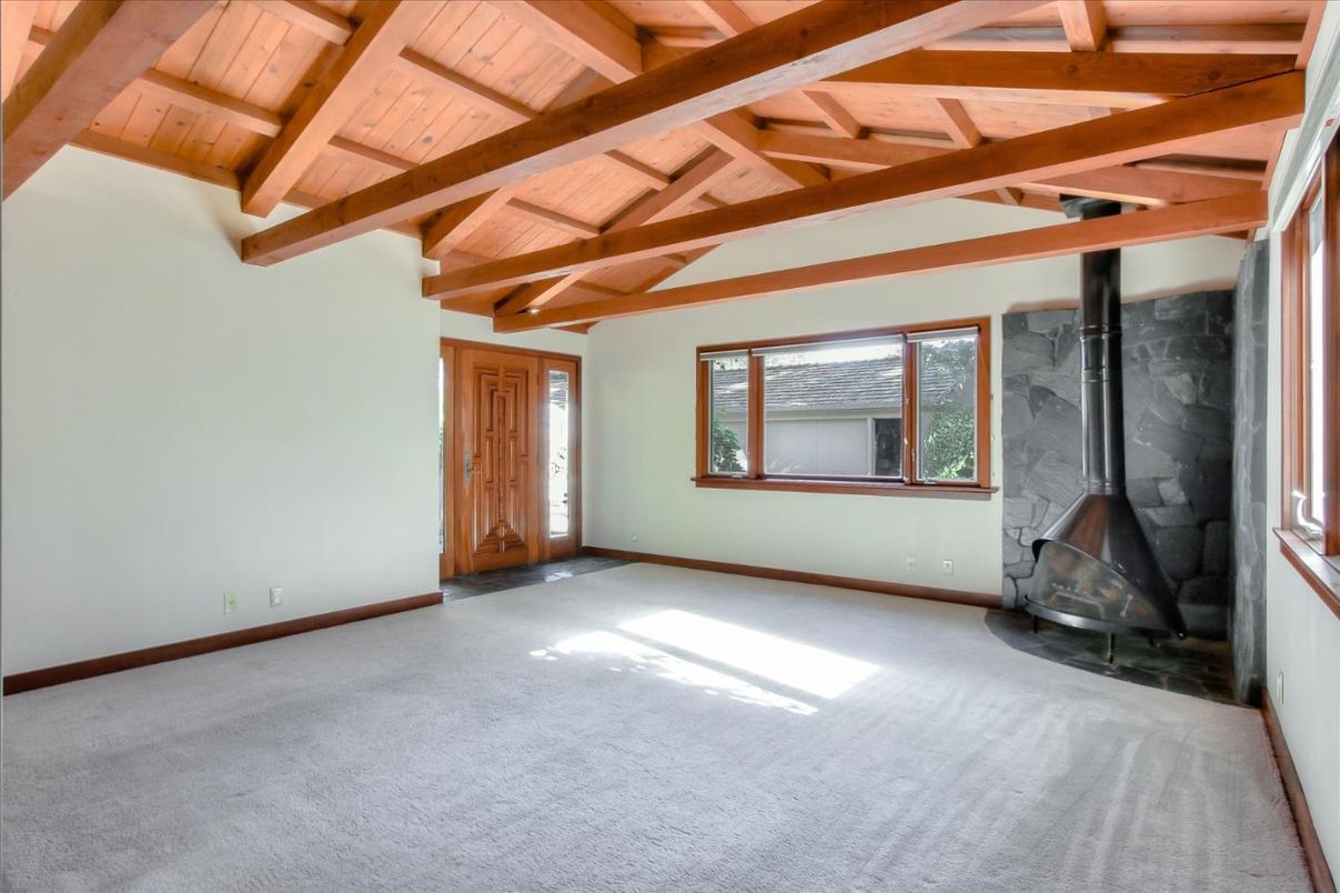 Empty room, Fireplace, Interior, Wooden Beams, Wooden Ceilings