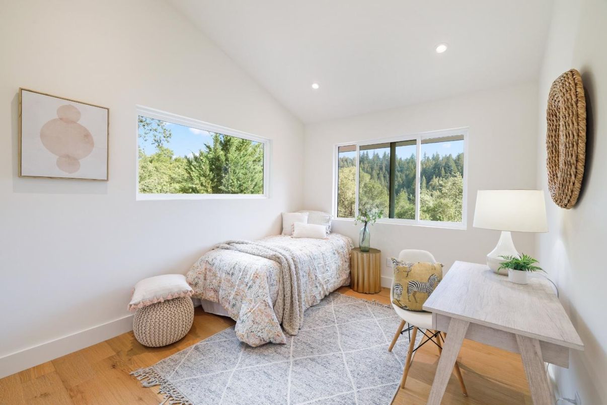 Bedroom, Home Office, Interior, Recessed Lighting, Wood Texture Flooring