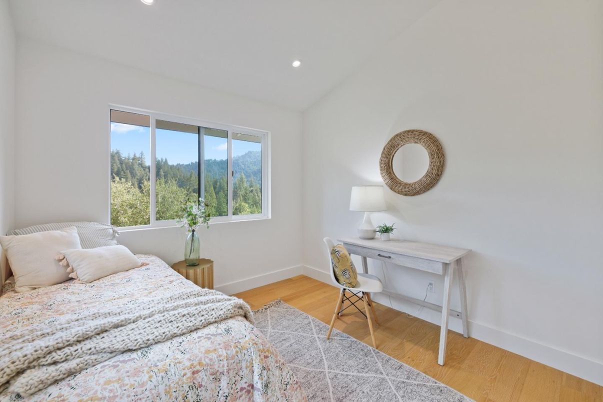 Bedroom, Home Office, Interior, Recessed Lighting, Wood Texture Flooring