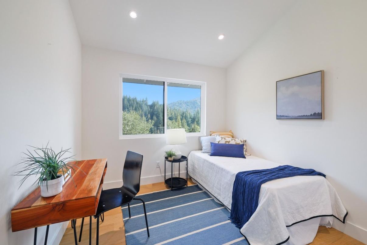 Bedroom, Home Office, Interior, Recessed Lighting, Wood Texture Flooring