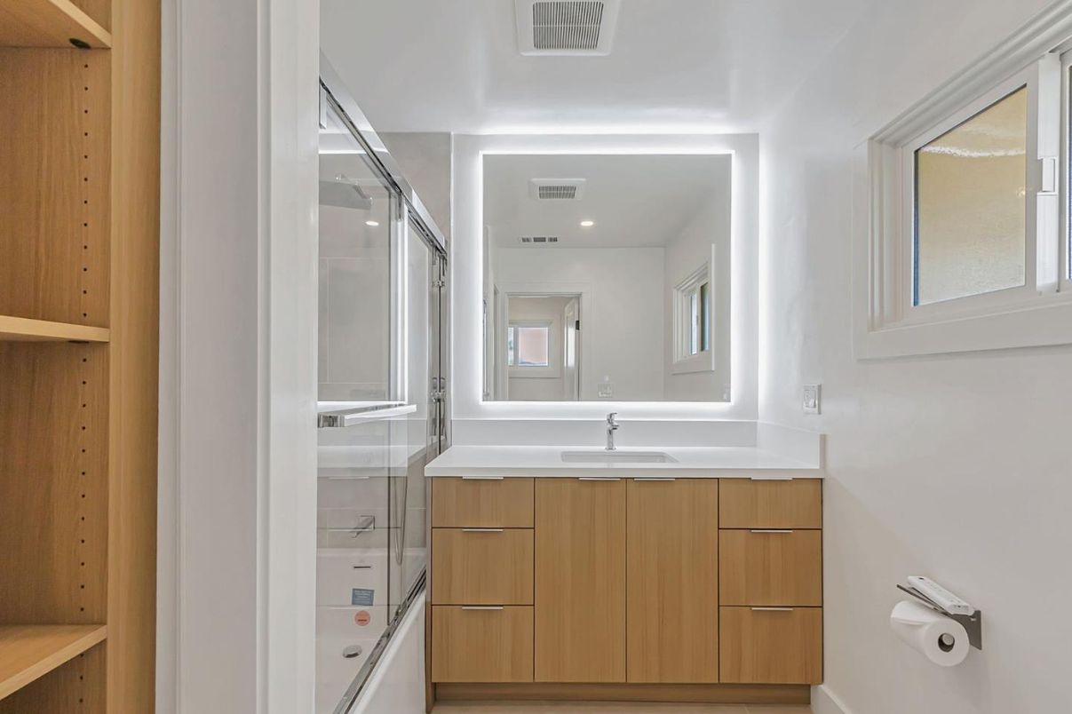 Bathroom, Glass Shower, Interior, Recessed Lighting