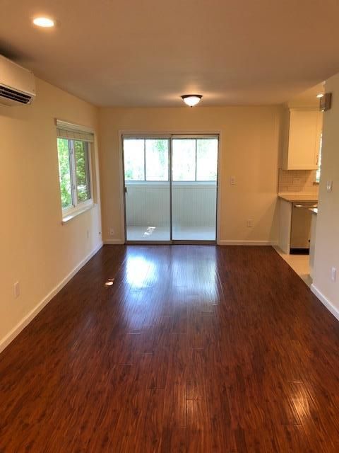 Empty room, Interior, Kitchen, Recessed Lighting, Wood Texture Flooring