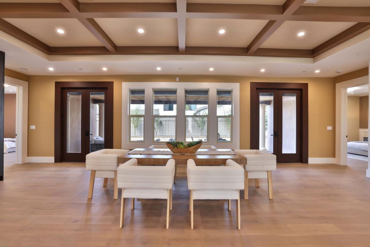 Fireplace, Interior, Kitchen, Living room, Marble Walls, Recessed Lighting, Stainless Steel Appliances, Wooden Beams, Wood Texture Flooring