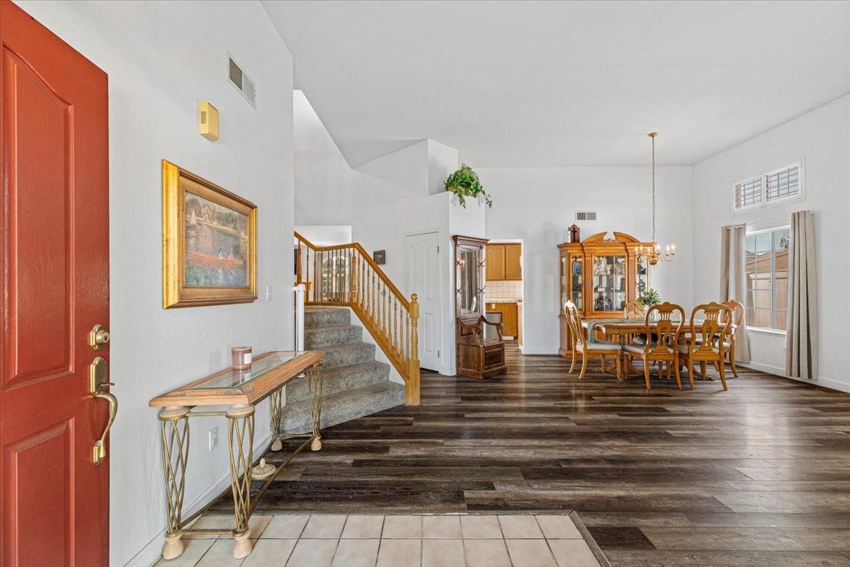 Chandelier, Dining room, Interior, Pendant Lights, Wood Texture Flooring