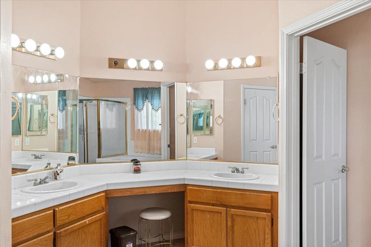 Bathroom, Dual Sink Vanities, Interior, Tile Countertops