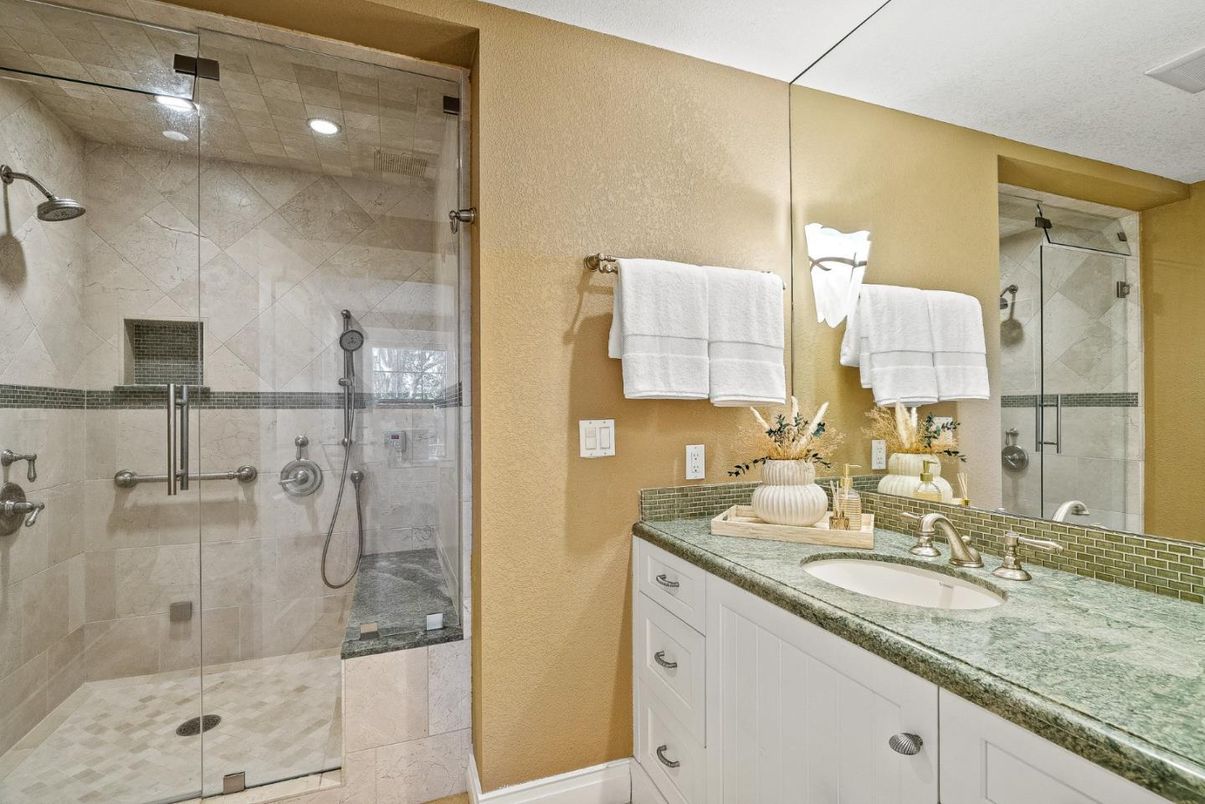 Bathroom, Glass Shower, Interior, Recessed Lighting
