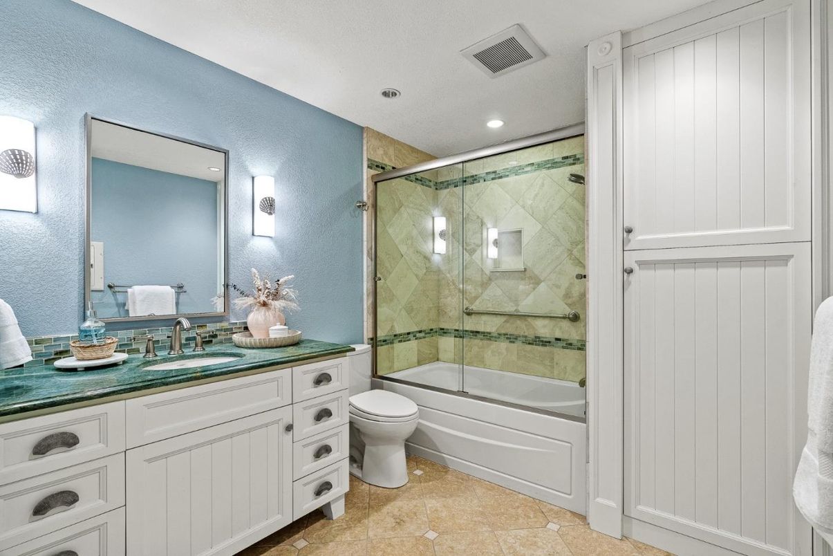 Bathroom, Glass Shower, Interior, Recessed Lighting