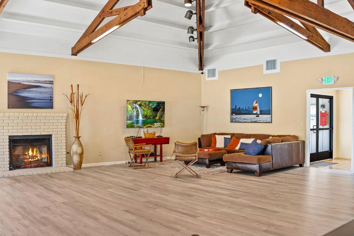 Dining room, Fireplace, Interior, Living room, Wooden Beams, Wood Texture Flooring
