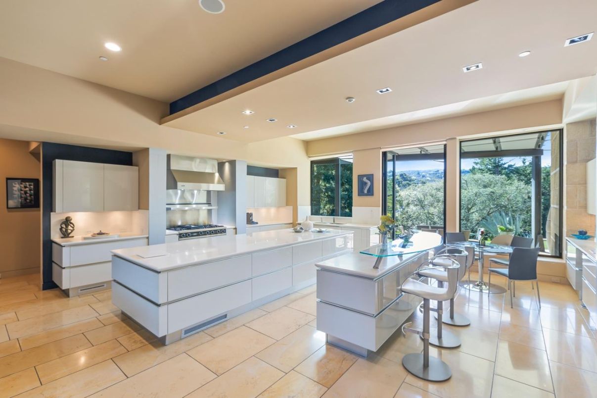 Dining room, Interior, Kitchen, Recessed Lighting, Stainless Steel Appliances, Wooden Beams