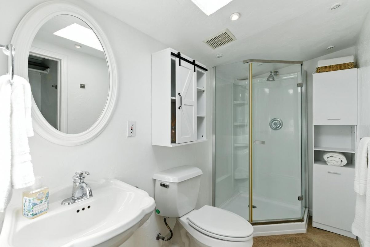 Bathroom, Glass Shower, Interior, Recessed Lighting