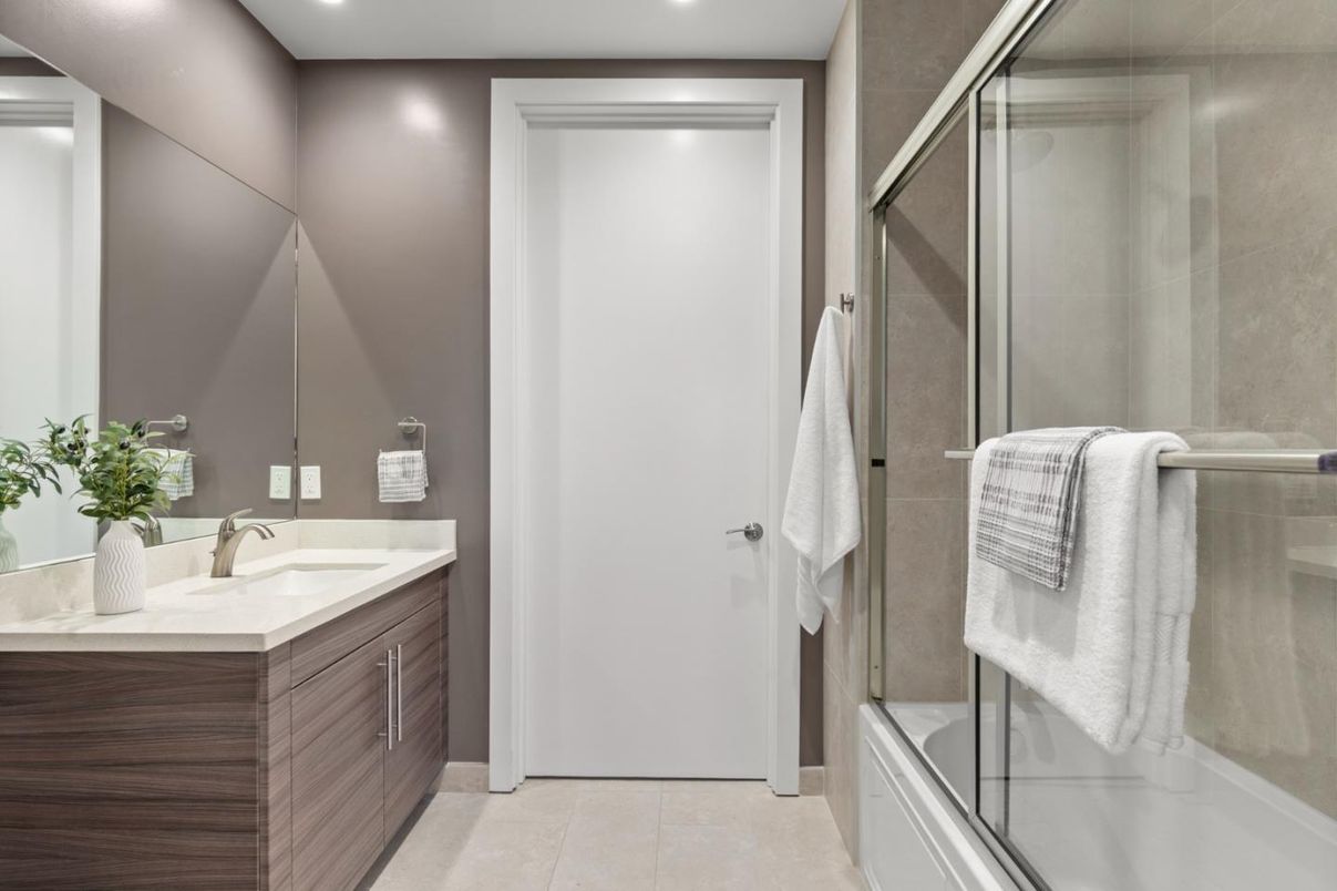 Bathroom, Glass Shower, Interior, Recessed Lighting