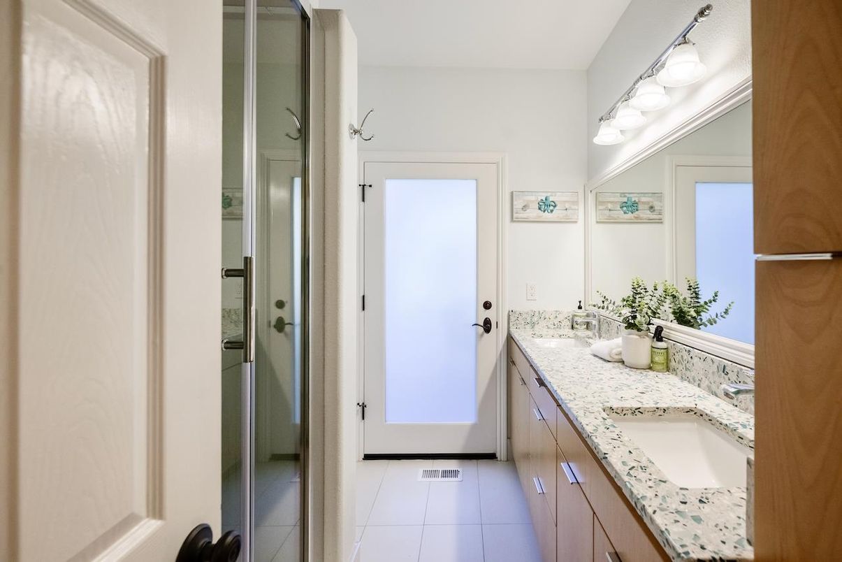 Bathroom, Dual Sink Vanities, Glass Shower, Interior