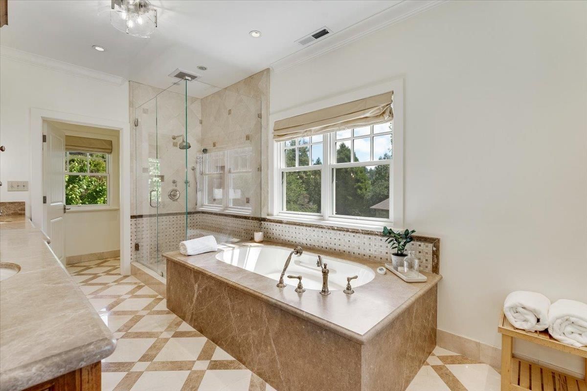Bathroom, Glass Shower, Interior, Recessed Lighting