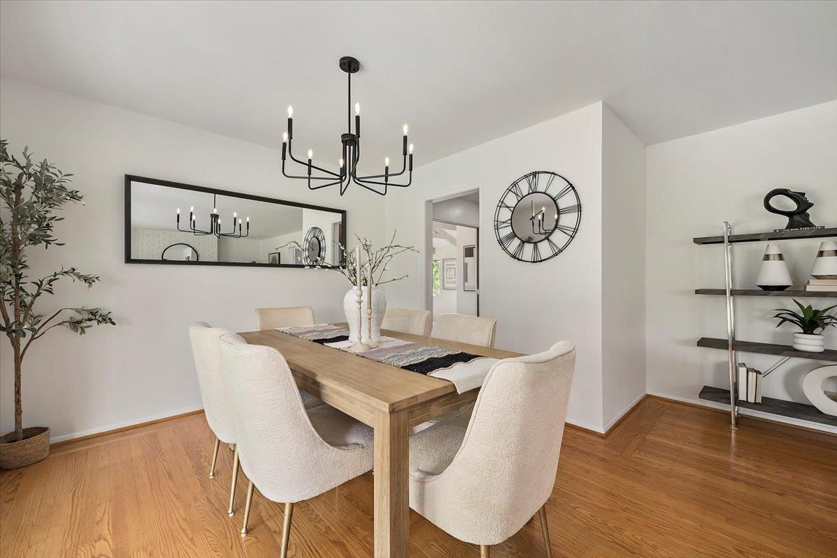 Chandelier, Dining room, Interior, Wood Texture Flooring