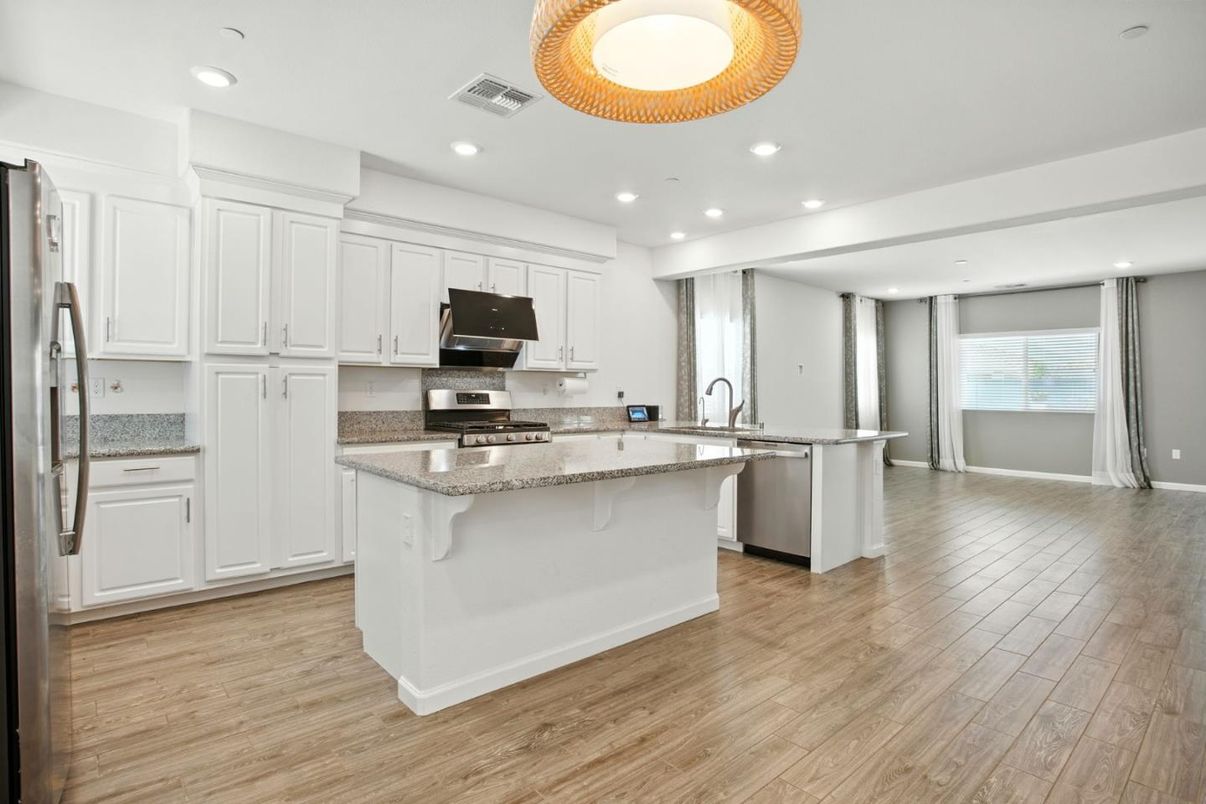 Interior, Kitchen, Recessed Lighting, Wood Texture Flooring