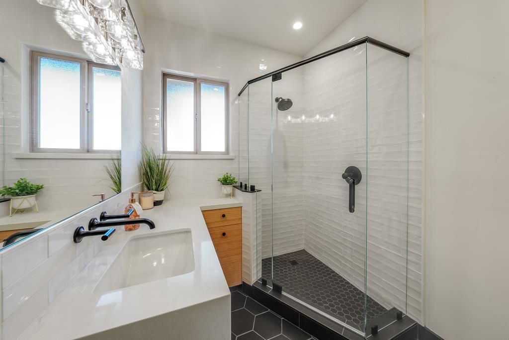 Bathroom, Glass Shower, Interior, Recessed Lighting