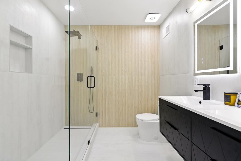Bathroom, Glass Shower, Interior, Recessed Lighting