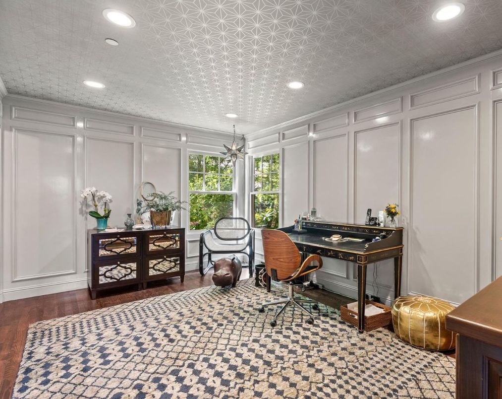 Home Office, Interior, Recessed Lighting, Wood Texture Flooring