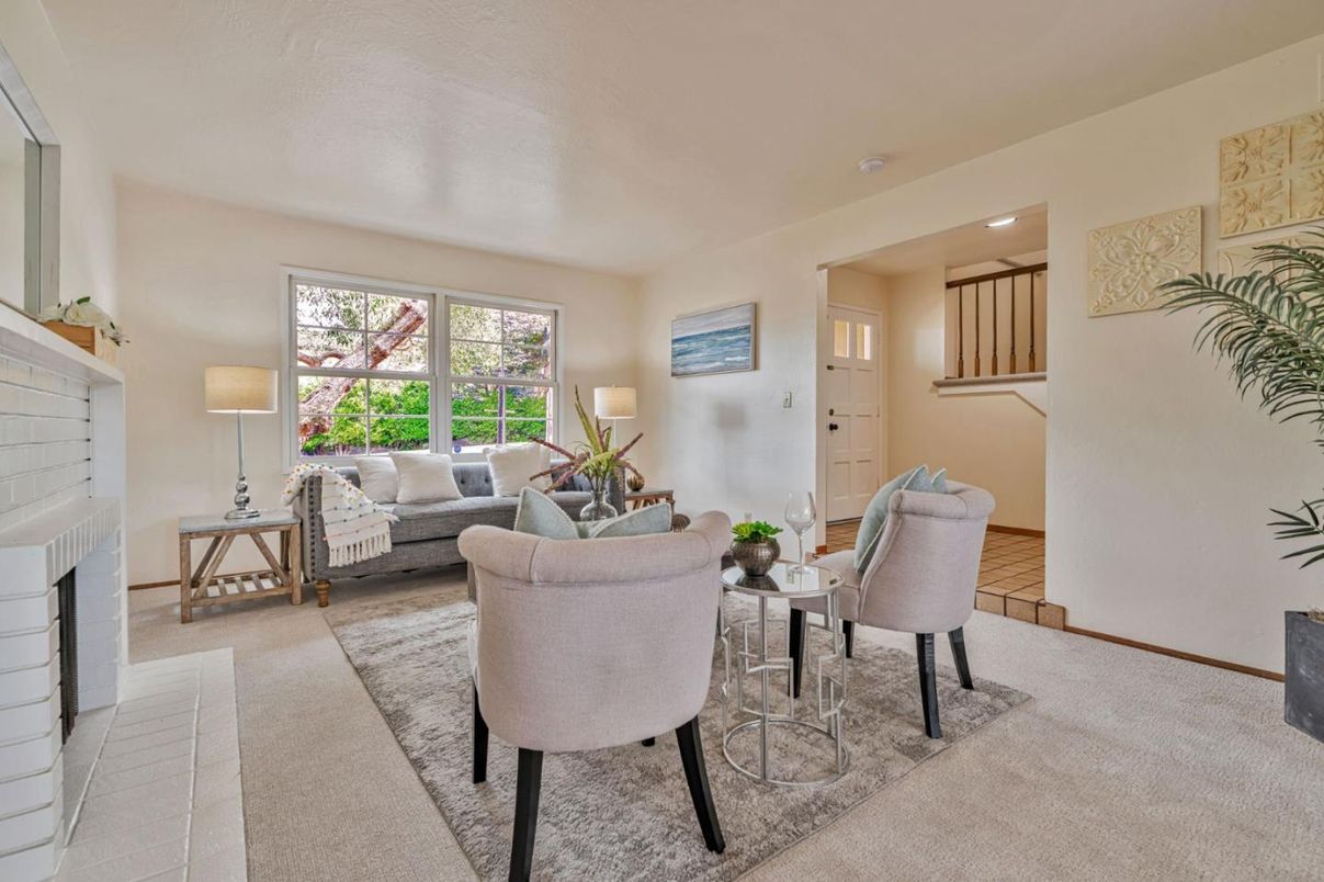Dining room, Fireplace, Interior, Living room, Recessed Lighting