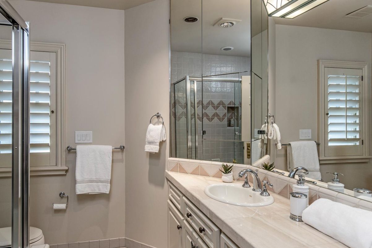 Bathroom, Glass Shower, Interior, Tile Countertops