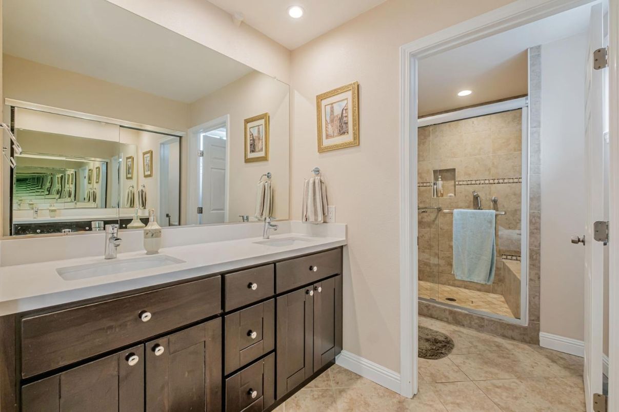 Bathroom, Dual Sink Vanities, Glass Shower, Interior, Recessed Lighting