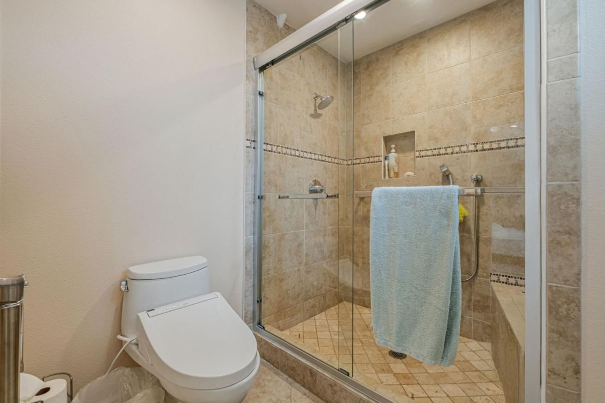 Bathroom, Glass Shower, Interior, Recessed Lighting