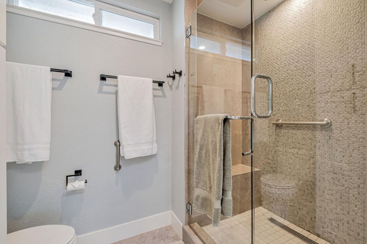 Bathroom, Glass Shower, Interior, Recessed Lighting