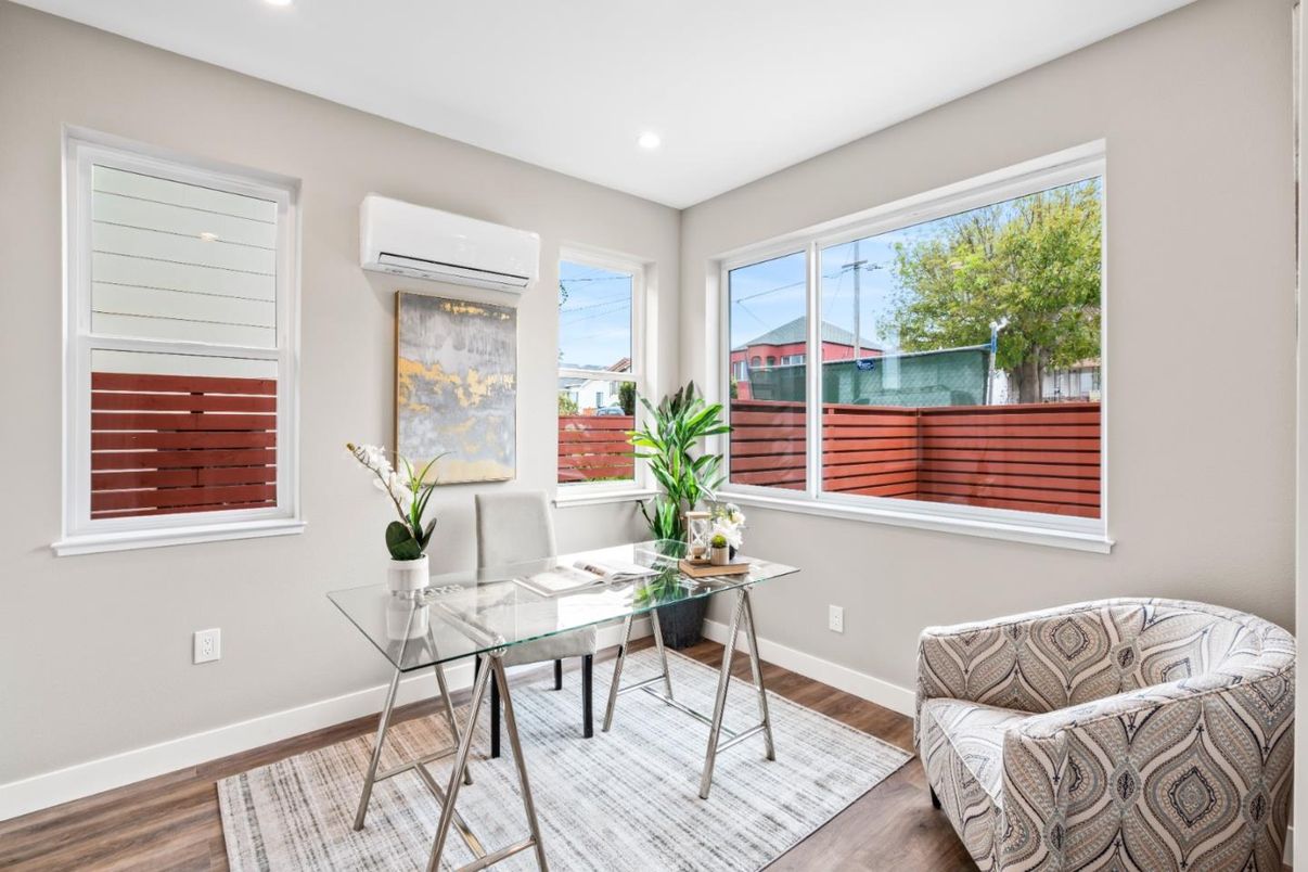 Home Office, Interior, Recessed Lighting, Wood Texture Flooring